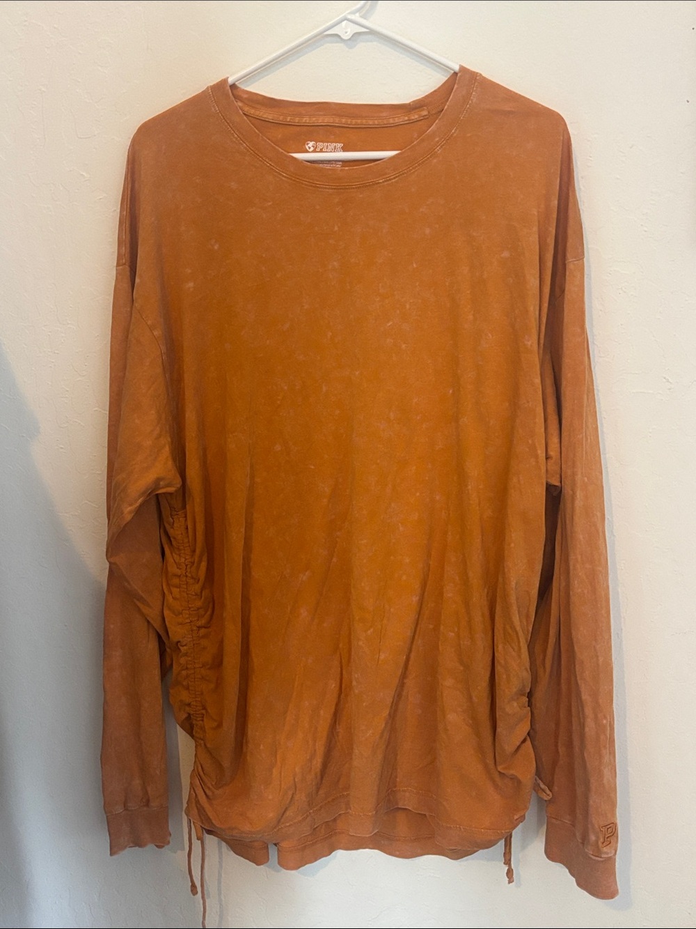PINK Victoria's Secret Long Sleeve Tee in Rust Brown